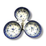 B43 Bunzlau drie vaks schaal met handvat 2415X Overige Schalen